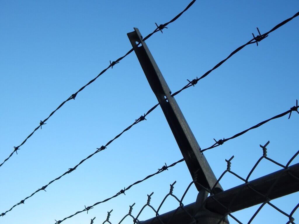 barbed wire, prison, chain link