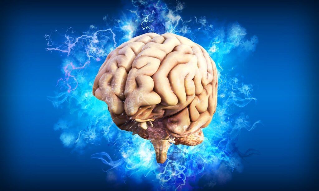 Image of brain on blue glowing background